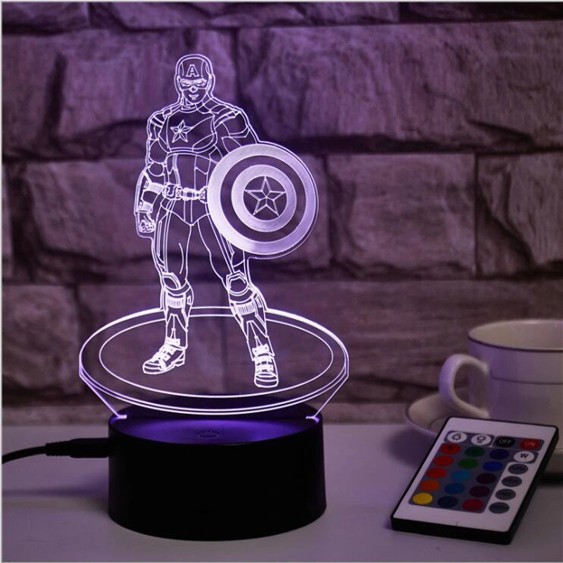 3D Illusion Captain America Lamp 3D LED Night Light Kids Desk Lamp Bedroom Decoration Dimmer Lamps Study Light Table Lamp Desk Lamp Reading Lamp Bl15676