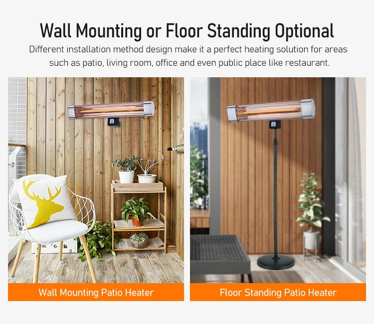 Carbon Fiber Electric Heater Wall Mounting Patio Heater Room Heater Freestanding Heater with Three IR Sensor and Remote Control