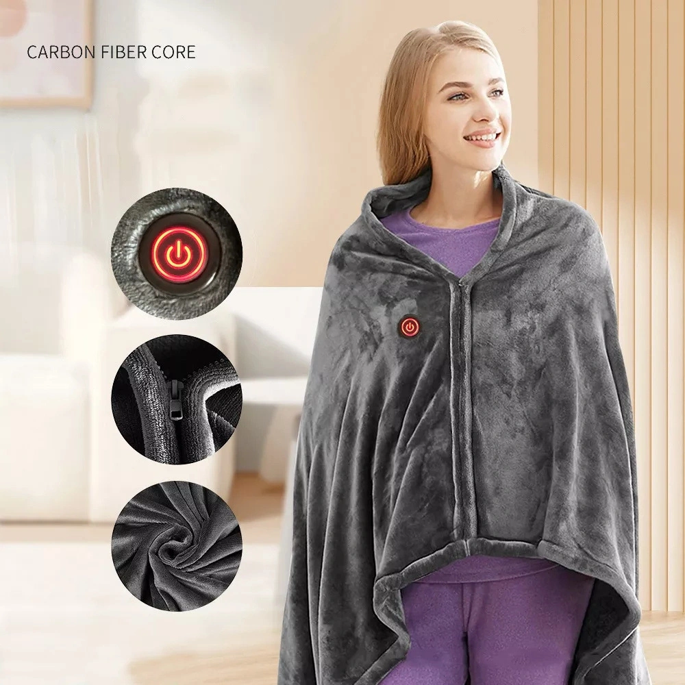 Lh 150*80cm USB Charging Thermal Shawl Winter Warmer Battery Heated Blanket Electric Blankets for Winter