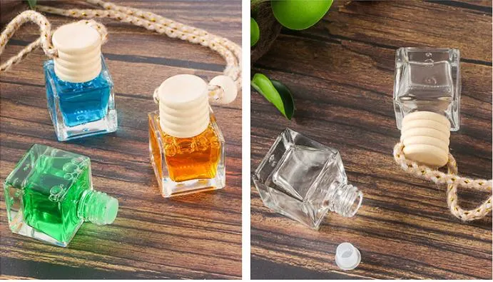 7ml 8ml Car Hanging Perfume Air Fresheners Clear Glass Fragrance Essential Oil Diffuser